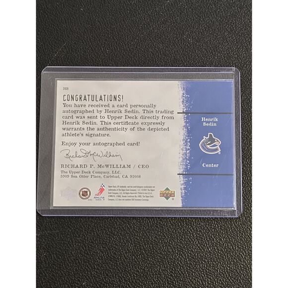 2000-01 SP Authentic #HS Henrik Sedin Sign of the Times - Picture 2 of 2
